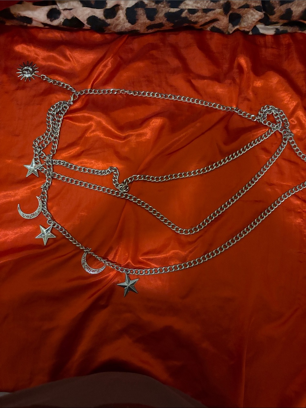 Silver Moon & Star Layered Chain Belt - Women Jewelry